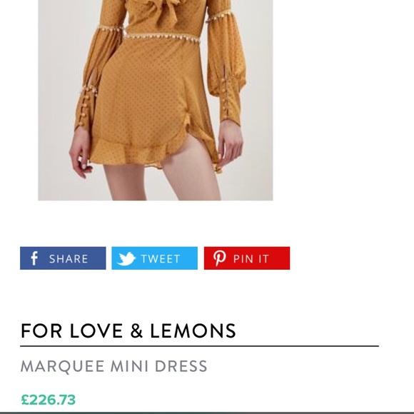 For Love & Lemons Marquee Mini Dress Yellow - Picture 9 of 9